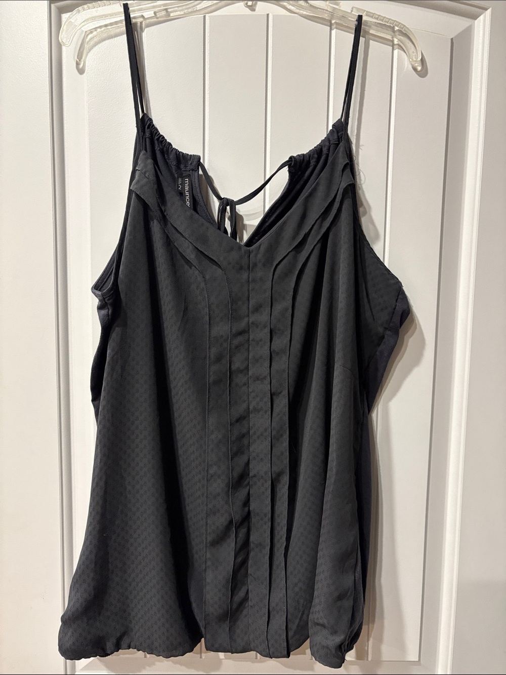 Maurices Dark Grey Pleated V-Neck Spaghetti Strap Camisole
